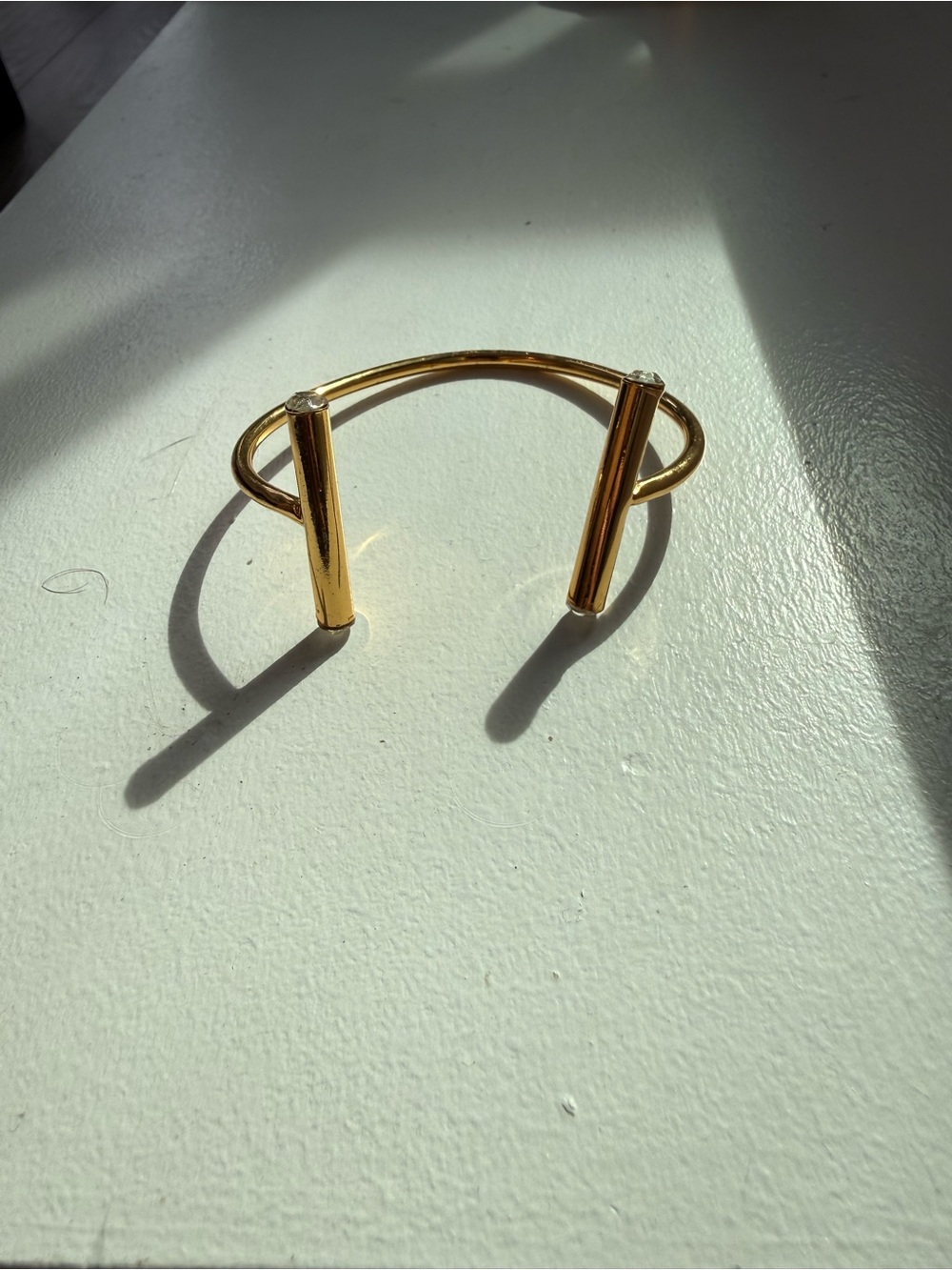 Gold Open Cuff Bracelet with Bar Accents